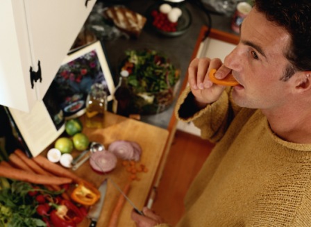 man making salad